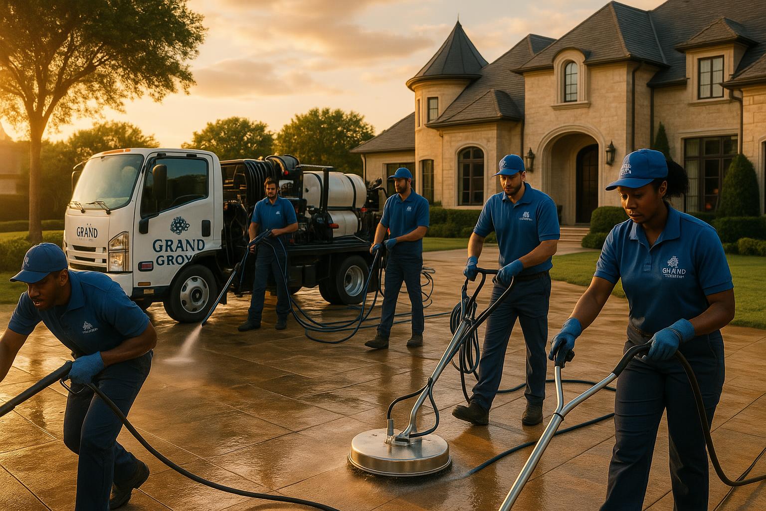 Professional pressure washing team